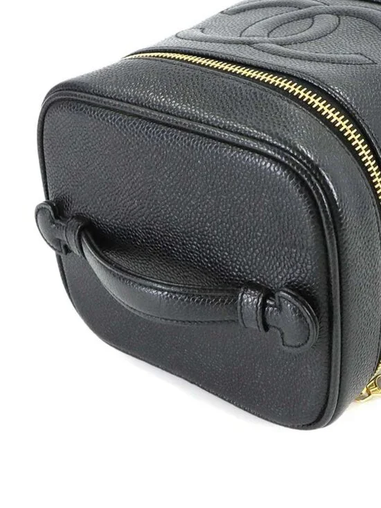 Chanel Vanity Hand Bag Caviar Leather Black CC Logo Gold - Picture 5 of 10
